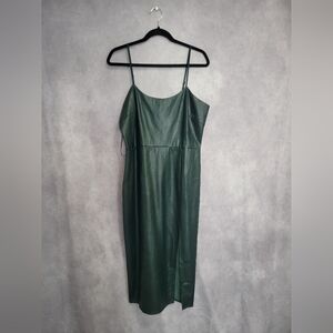 LUCY PARIS Midi Green Faux Leather Sleeveless Dress Size LARGE NWT